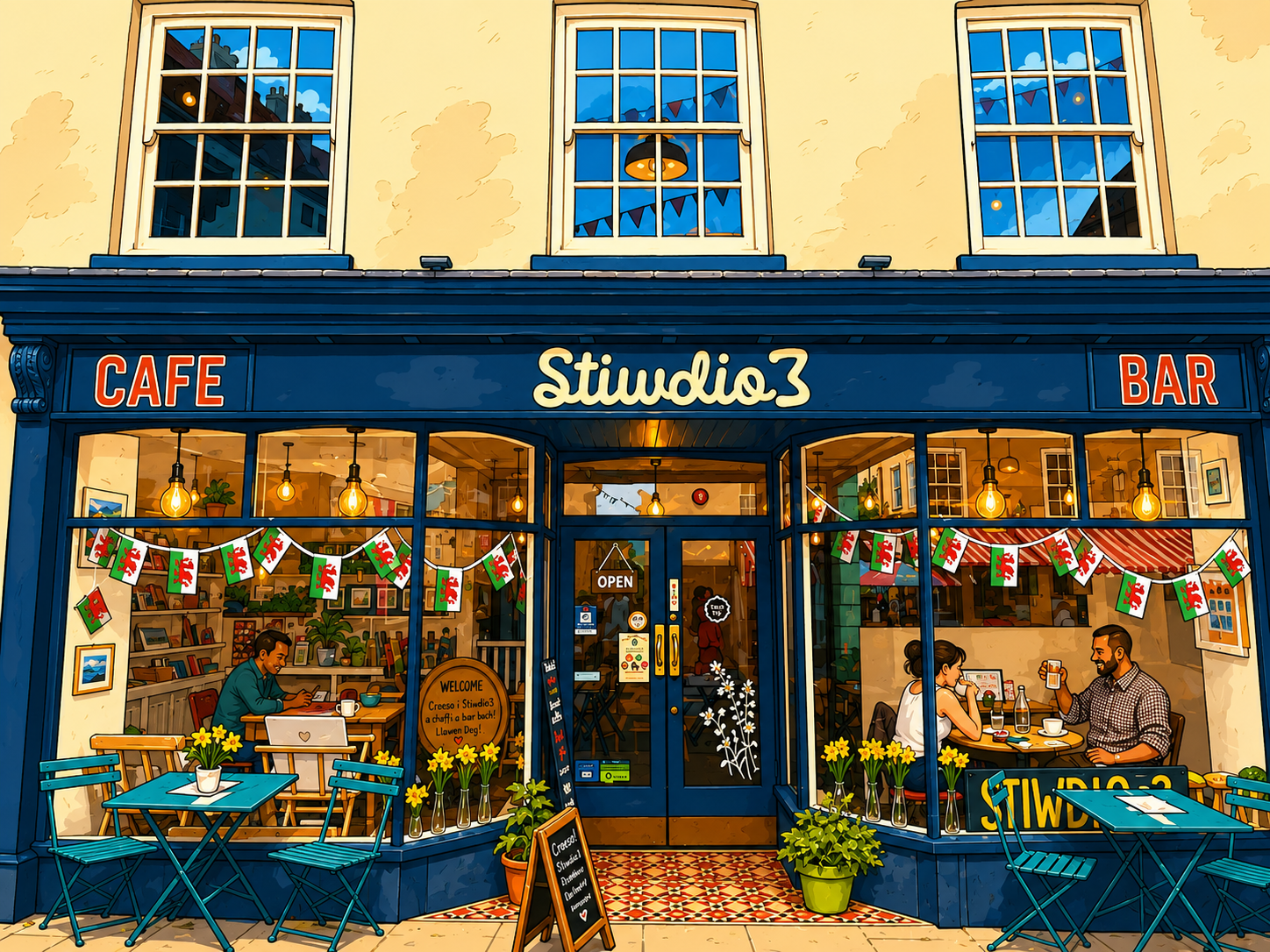 Interior seating at Stiwdio 3 in Cardigan